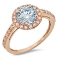 thumbnail image 2 of 1.86 ct Round Cut Natural Swiss Blue Topaz Halo Engagement Ring for Women in 14K Rose Gold, 2 of 2