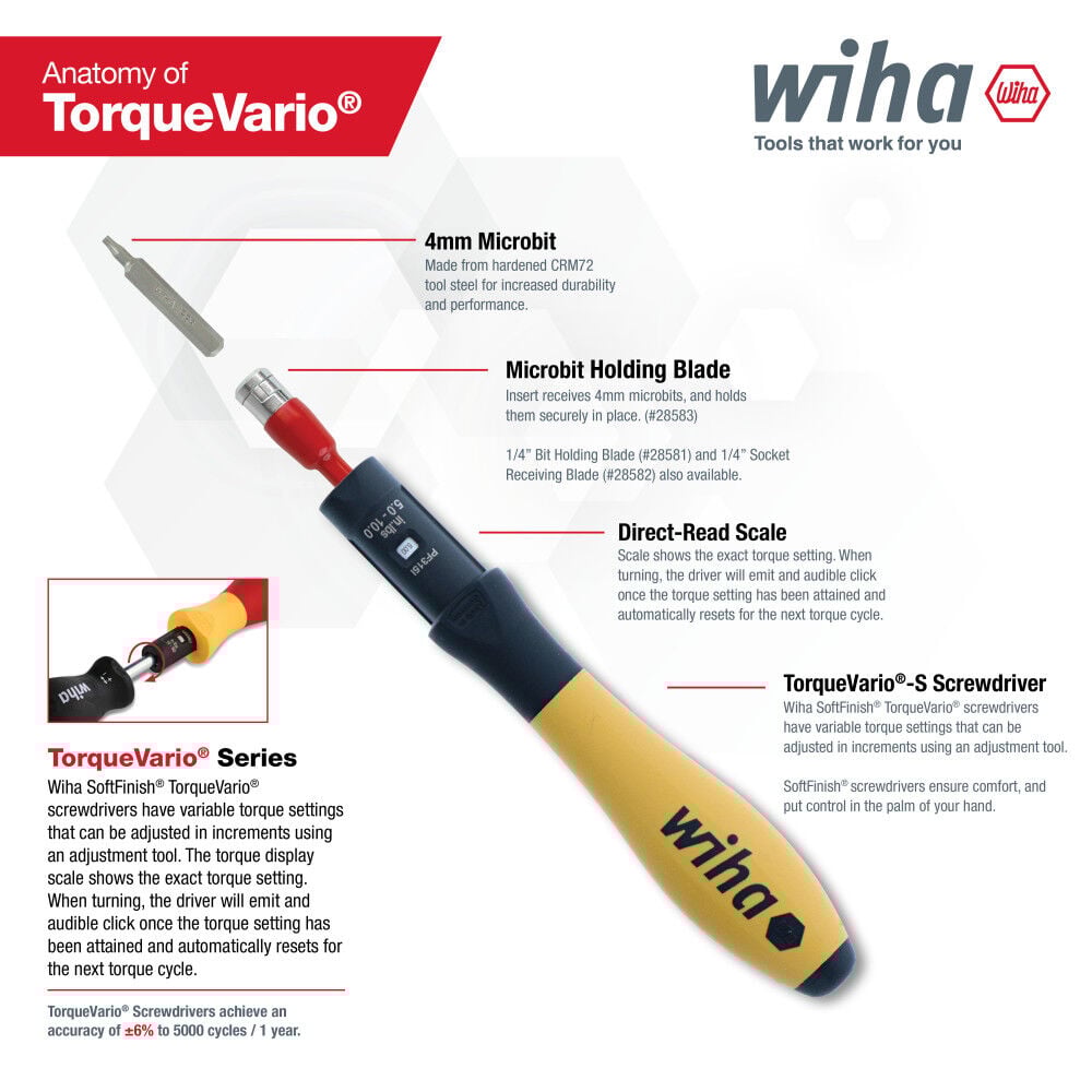 thumbnail image 3 of Wiha Torquecontrol 1/4 Inch Drive Socket Adapter Blade, 3 of 4