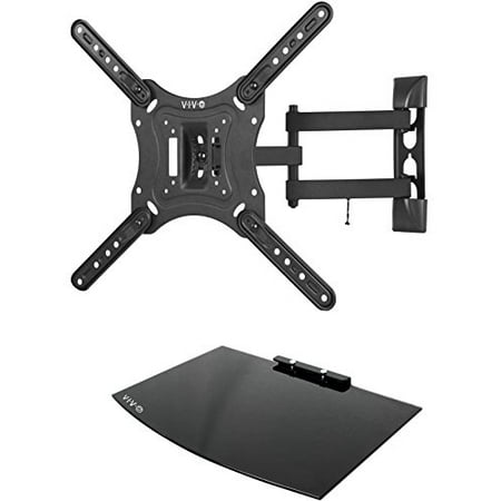 VIVO Black 23 to 55 inch Screen TV Wall Mount with Adjustable Tilt and Entertainment Shelf ...