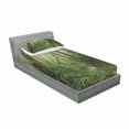 thumbnail image 3 of Ambesonne Tropical Fitted Sheet & Pillow Sham Set, Exotic Jungle Forest, Queen, Green Brown, 3 of 3