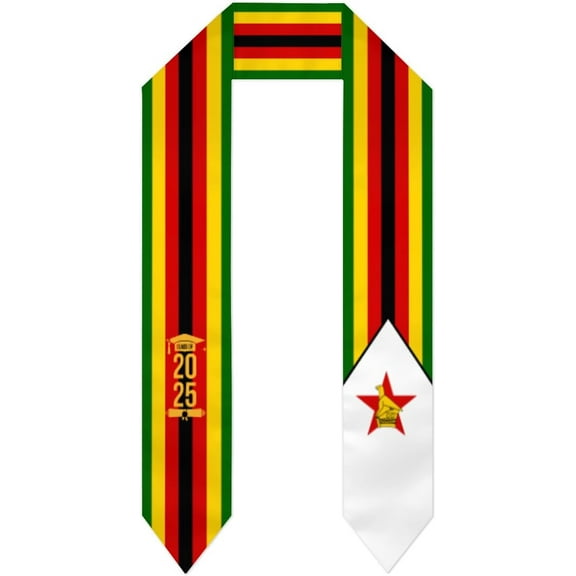 Class of 2025 Zimbabwe Flag Graduation Stoles Shawls Sash International Study Graduate Scarves