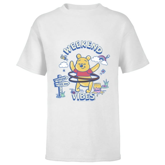 Disney Winnie the Pooh Weekend Vibes Pure Fun - Short Sleeve T-Shirt for Kids - Customized-White
