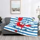 thumbnail image 2 of Balery Red Funny Crab on Blue Stripe Manta de Franela con Dibujo, Lujo Ultra Suave y Cálido, Antipelusa y Resistente a las Arrugas para Cama, Sofá, Camping -60"x50", 2 of 6