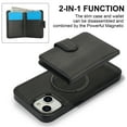 thumbnail image 5 of Decase for iPhone 11 Flip PU Leather Back Cover with 2-in-1 Detachable Magnetic Wallet with 5 Card Slots Compatible Mag-Safe and RFlD Blocking Kickstand and Wireless Charging,Black, 5 of 8