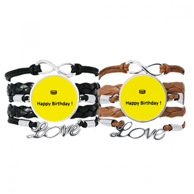 Simple Aable English Happy Irthday Bracelet Hand Strap Leather Rope Wristband Double Set