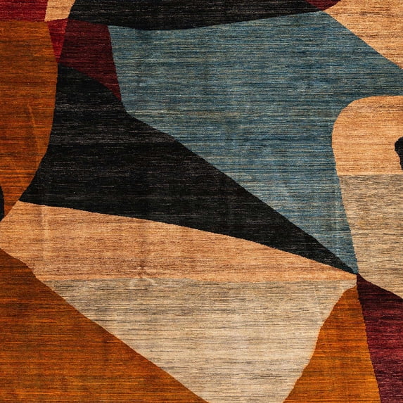 Ahgly Company Indoor Square Abstract Red Oriental Area Rugs, 7' Square