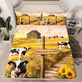 thumbnail image 2 of Castle Fairy Black White Cow 4 Pieces Queen Sheet Sets for Boys Girls,Rustic Farmhouse Cottage Ultra Soft Flat Sheet,Chic Floral Sunflowers Queen Fitted Sheet,Breathable Home Decor, 2 of 7