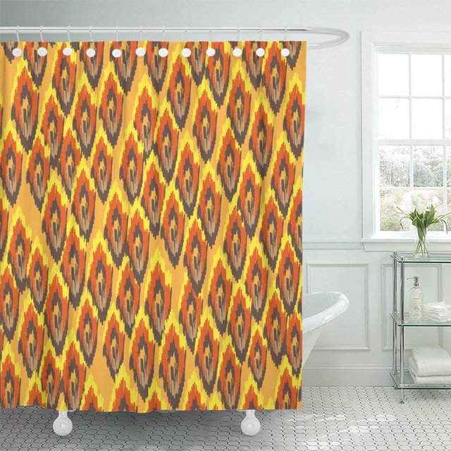 Cortina de ducha ABPHQTO Animal abstracto Naranja Leopardo Chevron 165x180 cm