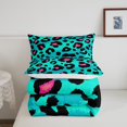 thumbnail image 4 of Turqoise Cheetah Print Comforter Set Full Black Pink Leopard Print Bedding Woodland Jungle Wildlife Bedding Comforter Sets Cheetah Duvet Set Wild Safari Animal Quilted Comforter Lightweight, 4 of 6