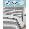 thumbnail image 4 of Grey Stripe Queen Size Down Alternative Comforter, Lightweight Comforter Quilt Bedding Set with Pillow Shams Minimalist Farmhouse Striped All Seasons Bed Comforter Duvet Insert 90"x96", 4 of 7