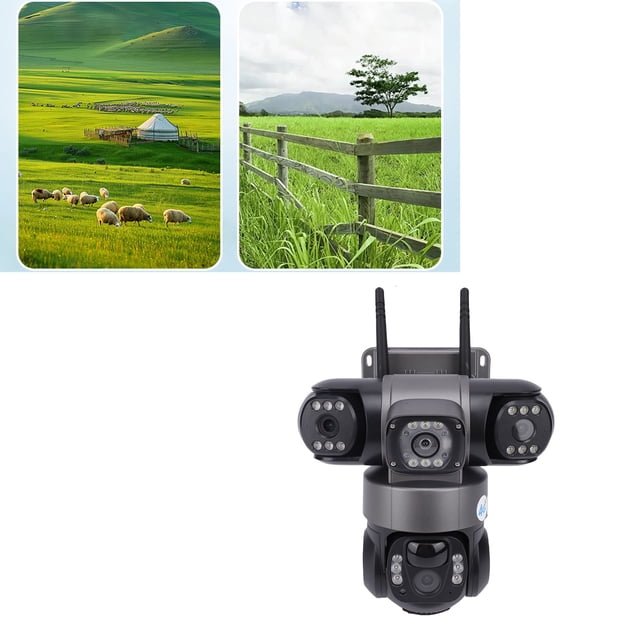 Cámara De Seguridad Solar 4G Para Exteriores, Lente Triple De 2MP, Detección De Movimiento AI, Cámara De Seguridad PTZ De Conversación Bidireccional IP66 Para El Hogar,