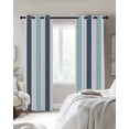 thumbnail image 4 of Blue Aqua Striped Blackout Curtains for Bedroom Living Room Darkening Curtains 90 Inch Farmhouse Stripe Art Black Out Window Curtain Privacy Insulated Window Treatment Grommet Drapes 52"x90"x2, 4 of 9