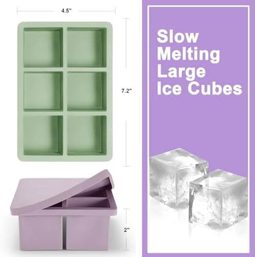 Ice Cube Trays 3 Pack - Large Size Silicone Ice Cube Molds(3 color) for Whiskey Ice Cube Maker for Cocktail Old Fashioned Ice Cube Tray