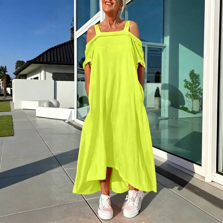 yellow off the shoulder dress long sleeve Adoni Off Shoulder Maxi Dress In Canary Yellow