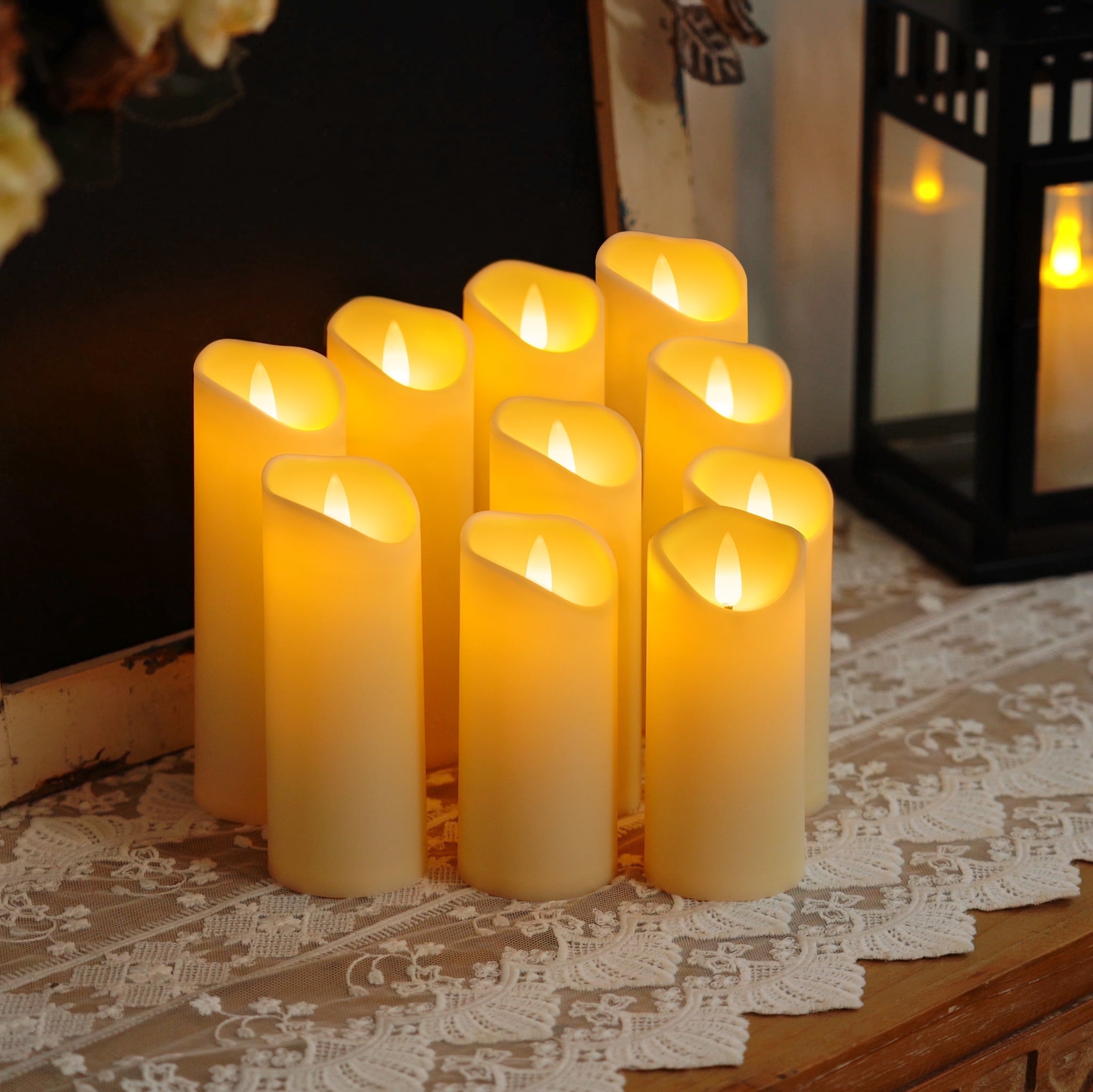 Merrynights Flameless Candles LED Battery Operated with Remote Timers Frosted Plastic, Set of 10