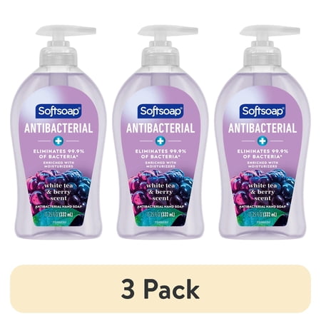 (3 pack) Softsoap Antibacterial Hand Soap, Eliminates 99% of Bacteria, White Tea & Berry Scent, 11.25 fl oz