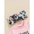 thumbnail image 5 of Bagilaanoe 3Pcs Newborn Baby Girl Short Pants Set Short Sleeve Letter T-Shirts Tops + Shorts + Headband 3M 6M 12M 18M Infant Casual Summer Outfits, 5 of 8