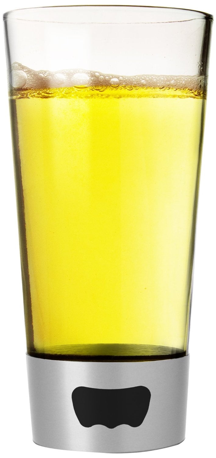 Asobu Pint Glass Beer Mug with Beer Opener Base, 16 oz, Silver by Ad-N-Art
