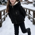 thumbnail image 5 of LUGOGNE Girls Sherpa Fleece Jacket Hooded Long Sleeve Full Zip Warm Teddy Coat Casual Loose Fit Outerwear with Multiple Pockets Kids Fall Winter Clothing, 5 of 7