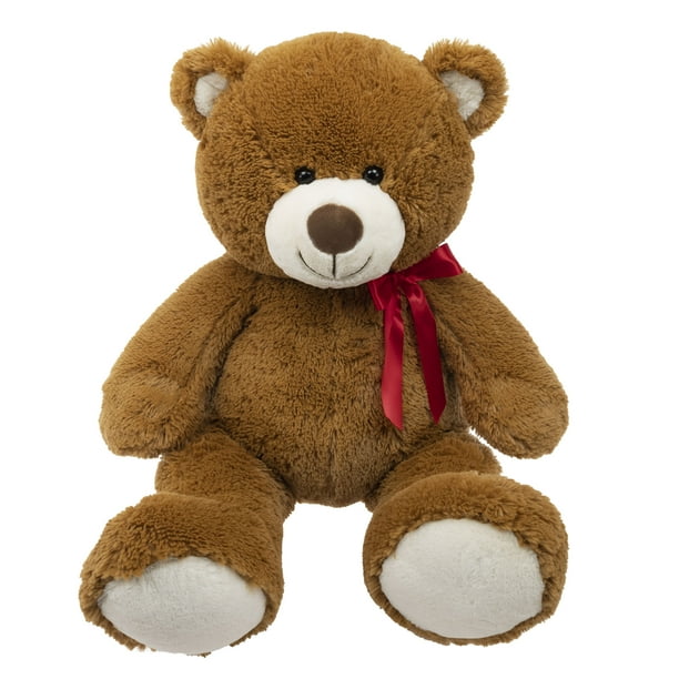 Way to Celebrate 33 inch Jumbo Plush Brown Bear with Red Ribbon, Child