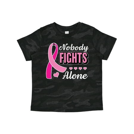 

Inktastic Breast Cancer Awareness Nobody Fights Alone Pink Ribbon Gift Toddler Boy or Toddler Girl T-Shirt