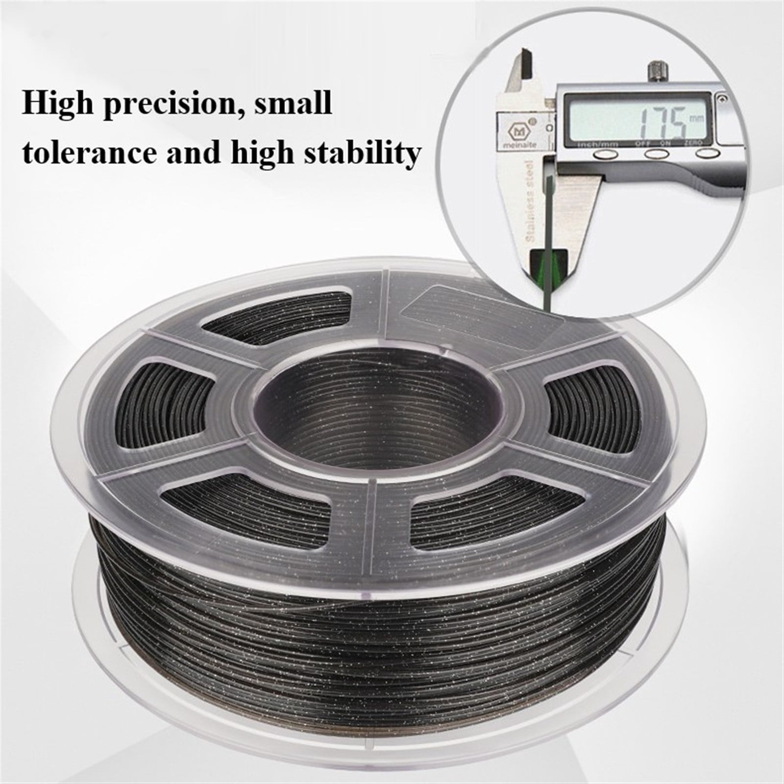 1KG Shiny Black Filament for 3D Printer, Neatly Wound Silk-like PLA Coil, Diameter Tolerance +/-0.02mm, 1.75mm Wire Diameter