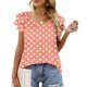 thumbnail image 2 of Camisas de Cuello de Tripulación de Manga Corta para las Mujeres Plisado Mangas de Ruffle, Cuello Redondo Casual Primavera Y Blusa de Verano, 2 of 5
