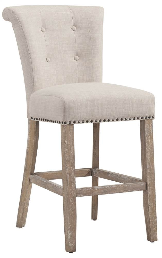 Set of 2 Modern Fabric & Solid Wood 26'' Counter Stool