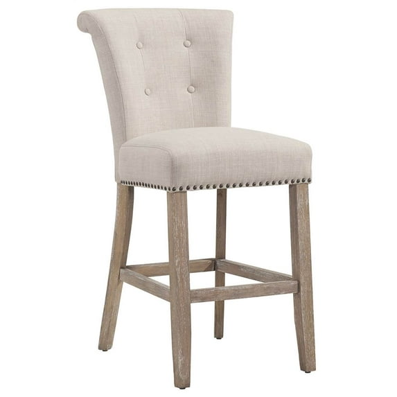 Set of 2 Modern Fabric & Solid Wood 26'' Counter Stool