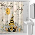 thumbnail image 2 of Bees Dwarfs Shower Curtain, Springs White Daisy Branch Vintage Letter Waterproof Shower Curtain Set with 12 Hooks Lightweight Bath Curtains Fabric Bathroom Decor 60x72 Inches, 2 of 9