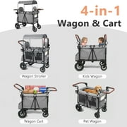 AILEEKISS Stroller Wagon for 2 Toddlers with Canopy, All-Terrain Baby Wagon Stroller,55 Pounds, Grey