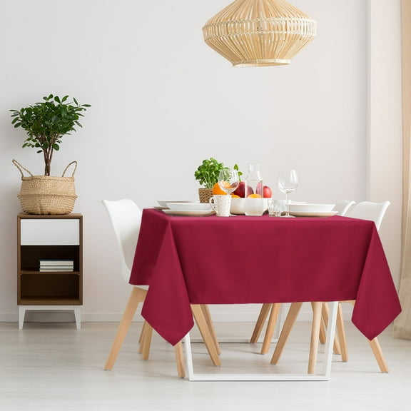 PiccoCasa Square Polyester Tablecloth for Indoor Outdoor 55x55 Inches Red