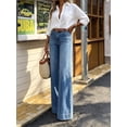 thumbnail image 4 of Women's High Waisted Wide Leg Jeans Dark Blue Denim Baggy Casual Pants, 4 of 7