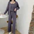 thumbnail image 4 of CHUMUD Womens 3 Piece Pajama Sets Spaghetti Strap Camisole Tops Cardigan and Pants Soft Sleepwear Casual Nightwear Pjs Lounge Set, 4 of 5