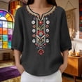thumbnail image 6 of Kelon Womens Summer Short Sleeve V Neck Linen Cotton Summer Outfits 2026 Fashion Clothing Blouses, XL, 6 of 9