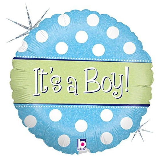 Betallic Spots Dots Baby Boy Holo Balloon, 18", Multicolor