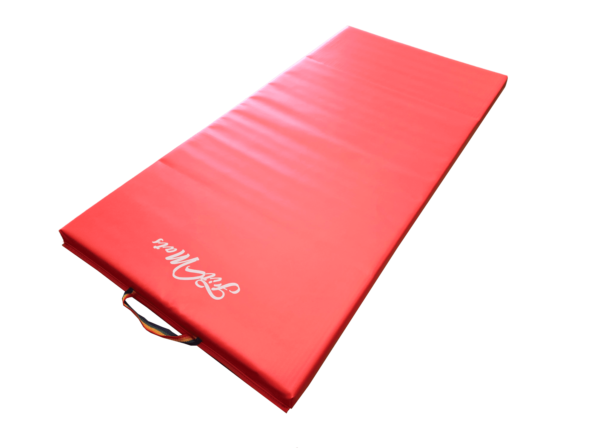 FitMats Single Red Mat with G/Y/R Handles Exercise Mat - 4ft x 2ft - Thick Comfortable Foam, Easy to Store & Carry - Ideal for Yoga, Pilates, Stretching, & Home Fitness Workouts