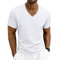 thumbnail image 2 of Mfakffe Mens V-Neck Short Sleeve T-Shirt Breathable Loose Fit Casual Athletic Tee Lightweight Basic Summer Tops for Daily Wear, 2 of 5