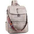 thumbnail image 1 of Mochila para portátil FADEON, bolsa de viaje de piel de 15,6 pulgadas, gris, para mujer, 1 of 9