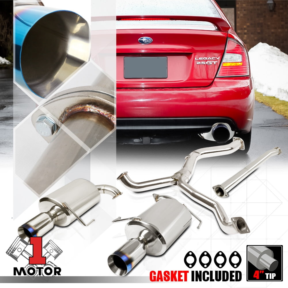 Dual Muffler 4" Burnt Beveled Tip Catback Exhaust System for 0509