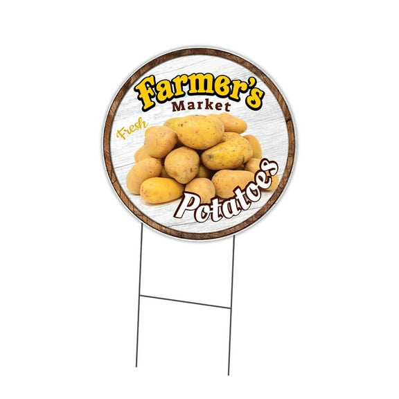 SignMission C-16-CIR-DS-WS- Potatoes 16 in. Double Sided Corrugated Circular Plastic Sign - Farmers Market Potatoes