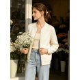 thumbnail image 6 of NAYTOAO Women's Quilted Bomber Jacket Full Zip Baseball Collar Casual Lightweight Coat Back To School Outfits, 6 of 8