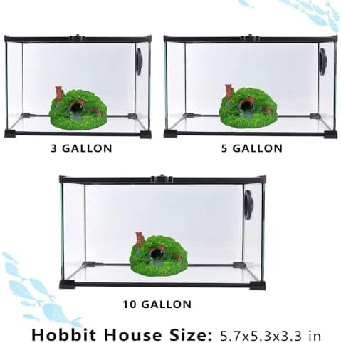 Fish Tank Hobbit Decorations,Resin Small Fish Cave Hideout House,Aquarium Decor Hide Hole Shelter Castle Ornaments Mini Garden Decorating Accessories