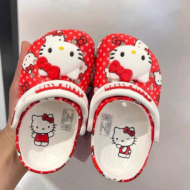 En existencia Miniso Hello Kitty Sanrio Sandalias con agujeros Zapatillas Sandalias Kawaii Eva Anime Zapatos de playa para el hogar Zapatillas de verano para adultos y niños