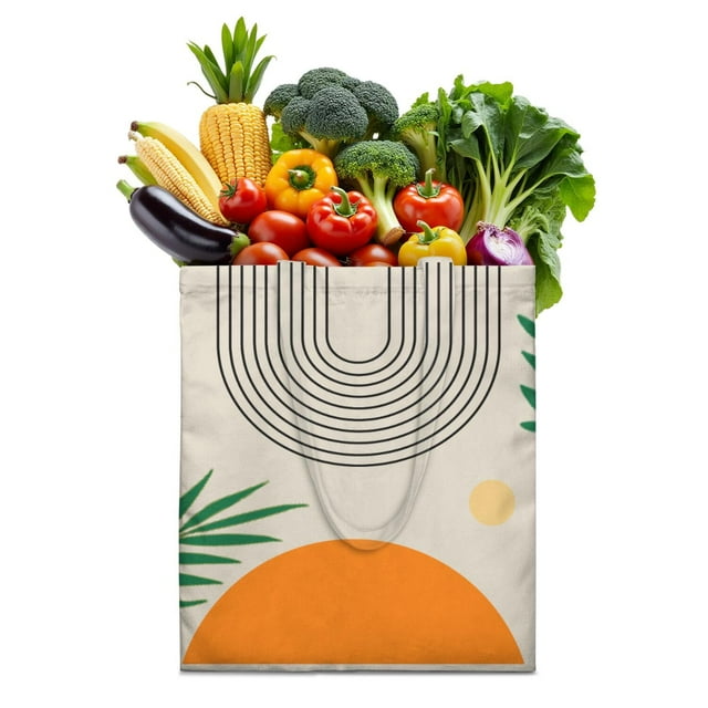 Sac de Courses Réutilisable en Tissu Tribal Lavable Boho Chic Symétrique - Grande Capacité