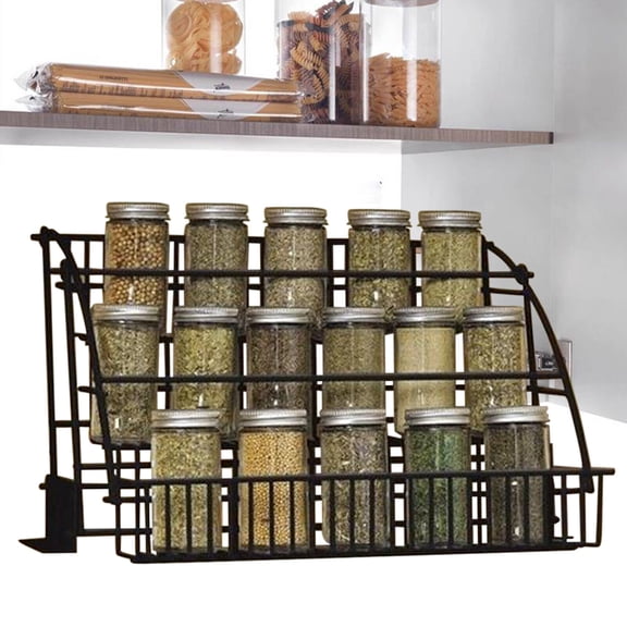 3-Tier Spice Rack Organizer Cabinet Pantry Countertop Pull Down for Spices&Jars for Kitchens, Bedrooms