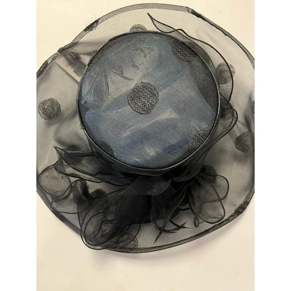 August Hat Company Organza Dot Widebrim Hat, Black