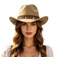 thumbnail image 3 of Classic Western Cowboy Hat Felt Cattleman Shapeable Brim for Men Women Cowgirl Halloween Rodeo Accessory, 3 of 5