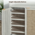 thumbnail image 5 of Surmoby 32.4" W Farmhouse Shoe Cabinet with 2 Doors, Boho Shoe Storage Cabinet with 6 Adjustable Shelves & Spacious Countertop for Hallway Living Room Entryway- White Oak, 5 of 8