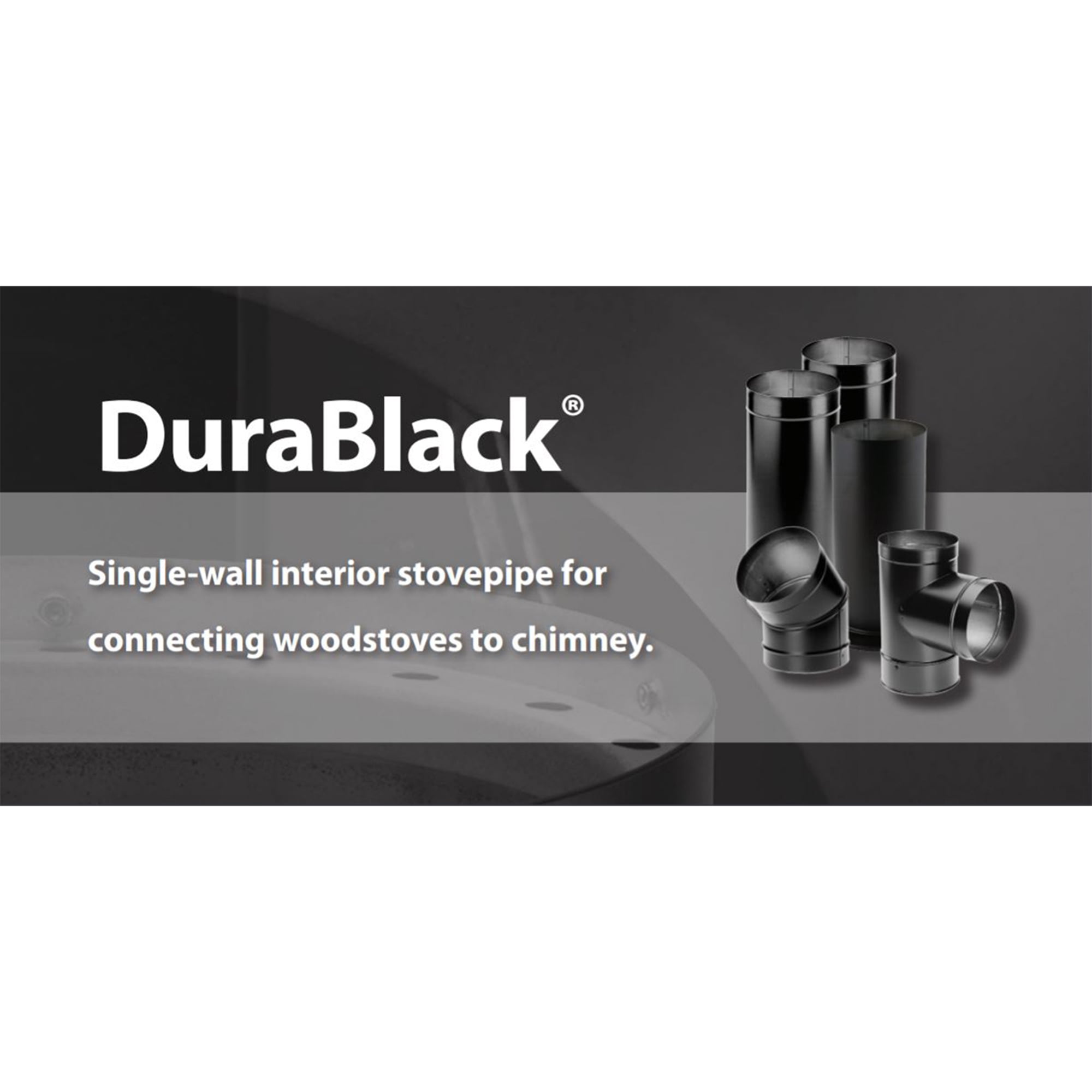 DuraVent DuraBlack 48x6 Inch Steel Single Wall Interior Stove Pipe, Black, 6DBK-48SS